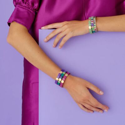 Bracelet Simone à bordeaux Colorstrass en métal émaillé multicolore